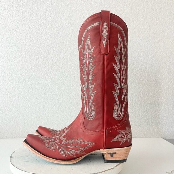 Lane LEXINGTON Womens Cowboy Boots 8.5 Red Western Boots Cowgirl Mid Calf Tall - Picture 4 of 10